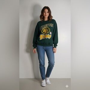 Vintage 90s CFL Edmonton Eskimos Crewneck Sweater | Large (Boxy Fit) 26" | Retro